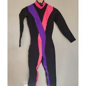 Vintage Henderson Aquatics Wetsuit Size 6 Full Length Black Neon Pink Purple